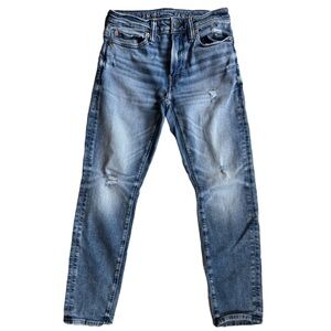 American Eagle Outfitters Airflex Blue Slim Jeans with Distressed Details